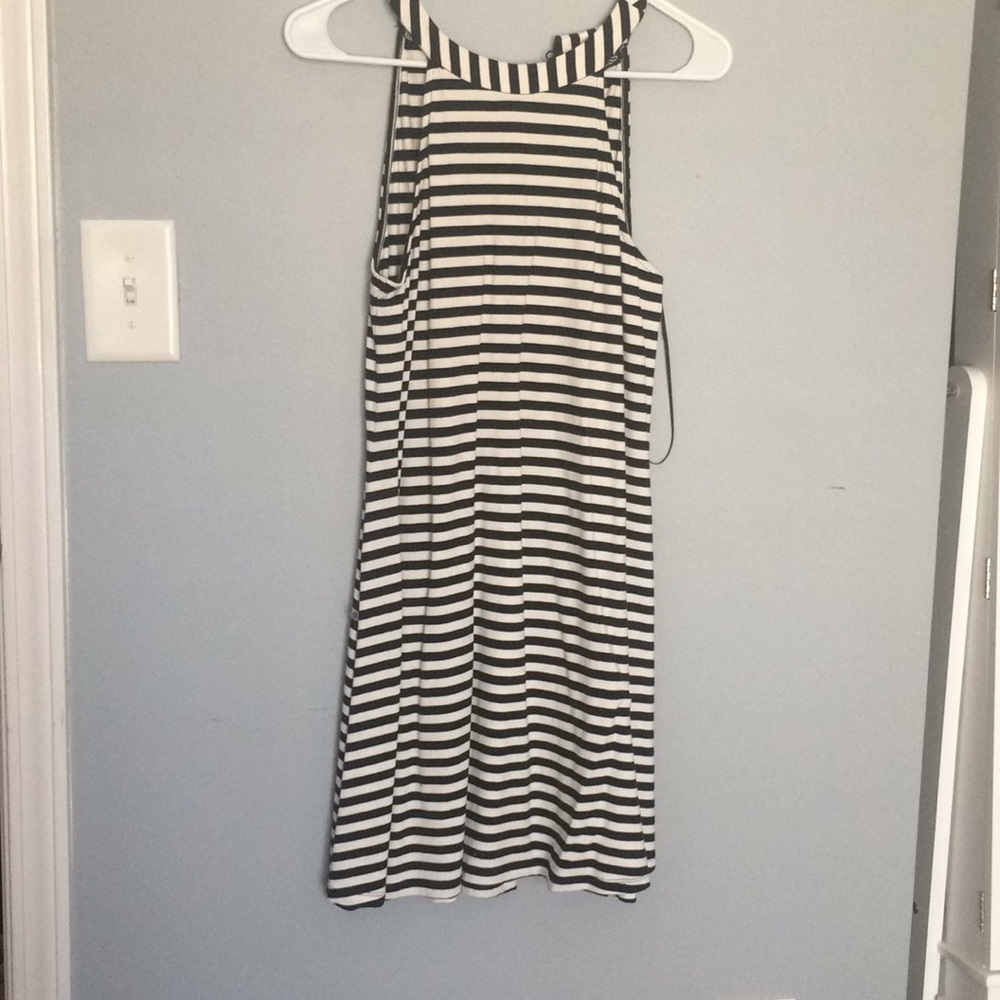Black and white halter stripped dress